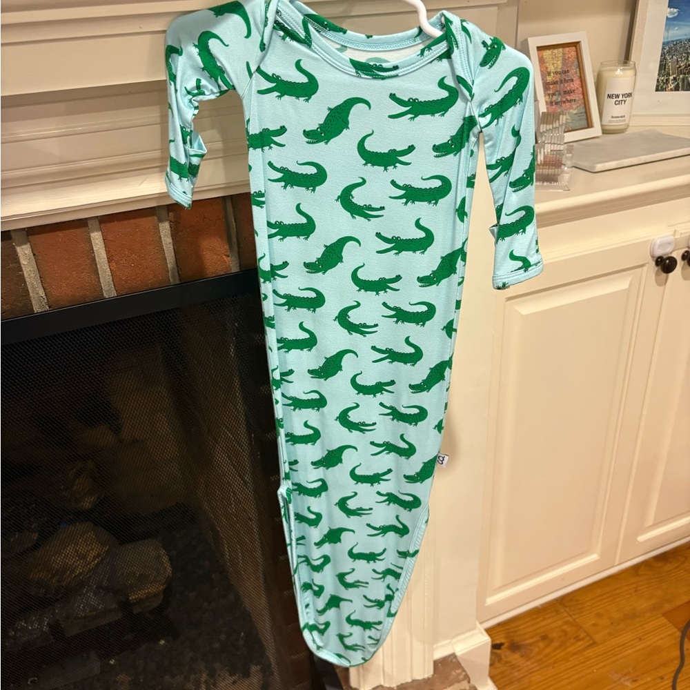 Green Alligator Print Knotted Gown